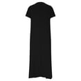 thumbnail image 5 of Daiosportswear Women'S Cotton Linen Midi Dress V Neck Short Sleeve Causal Loose Tshirt Dresses,Women'S Short-Sleeved Dress Black XL(XL), 5 of 9