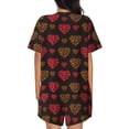 thumbnail image 3 of Kdxio Gold Glitter Heart Print Pajamas Sets for Women Short-Sleeved Pjs with Lounge Shorts Two Piece Sleepwear S-4XL, 3 of 8