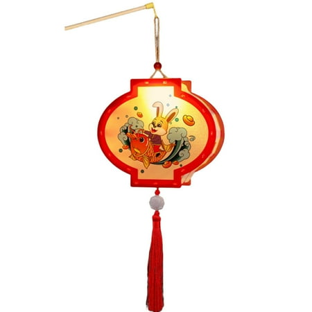 

Hloma 1 Set DIY Lantern Toy Exquisite Pattern Tassel Design Soft Lighting Simple Installation Flicker-Free DIY Bunny Lantern Pendant LED Glowing Ornament Home Supplies