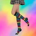 thumbnail image 2 of IWRICH Women's Striped Knee High Socks Funny Novelty Athletic Colorful Stripe Cute Stockings Tube Socks Yellow, 2 of 5