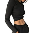 thumbnail image 2 of Blotona Women Juniors Long Sleeve Tops Round Neck Basic Slim Fit T-Shirt Solid Color Casual Base Tees Simple Style Pullover Tops for Teen Girls, 2 of 6