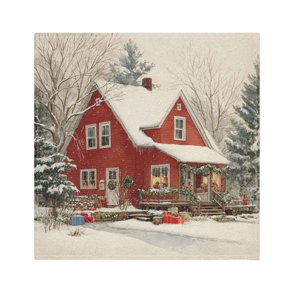 1 Pack 20'' x20" Satin Table Napkins Dinner Napkins for wedding Party Decoration events House with Snow-covered Roof