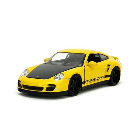 Porsche 911 Turbo (997) Yellow w/Black Hood – Jada Toys 35493 – 1/24 Scale Diecast Model Car