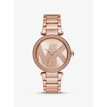 Michael Kors Oversized Pavé Logo Rose Gold-Tone Watch