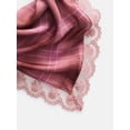 thumbnail image 3 of No Boundaries Women's Triangle Scarf with Lace Trim, Pink Plaid, 3 of 3