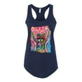thumbnail image 3 of Dean Russo Cosmic Trash Panda Animal Lover Ladies Racerback Tank Top, Navy, Medium, 3 of 6