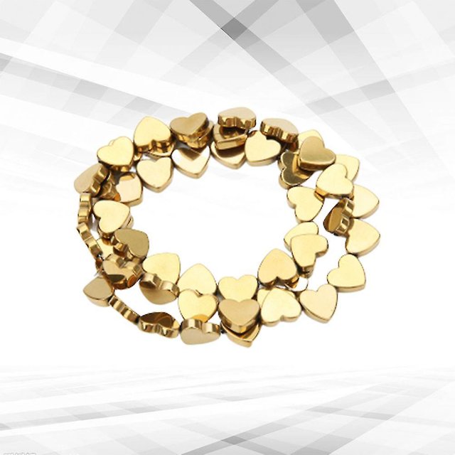 Aproximadamente 50 Uds. De cuentas de piedra de colores chapadas, cuentas de cadena con forma de corazón hueca semiacabadas, artesanía creativa LingWen 8390611442583