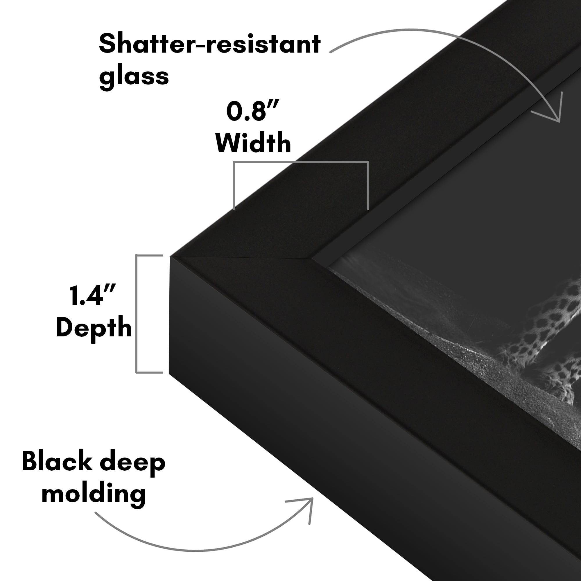 Americanflat 5x7 Picture Frame with Shatter-Resistant Glass Soho Collection Gallery Style Deep Molding - Black