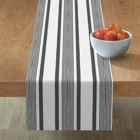 

Cotton Sateen Table Runner 72 - Vintage Gray Vertical Stripes Farmhouse French Midcentury Modern Grey Stripe Striped Print Custom Table Linens by Spoonflower