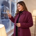 thumbnail image 4 of GRACE & GRANDEUR Women's Plus Size Winter Coats Single Breasted Jackets Long Trench Coats Burgundy 1X, 4 of 9