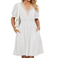 thumbnail image 2 of Purcoar Women's Summer Dress Short Sleeve V-Neck Midi Dress With Pocket, 2 of 7