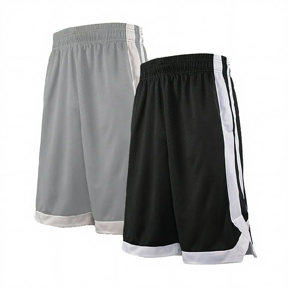 TopTie 2-Tone Basketball Shorts For Men with Pockets, Pocket Training Shorts-2 Pack Black-L