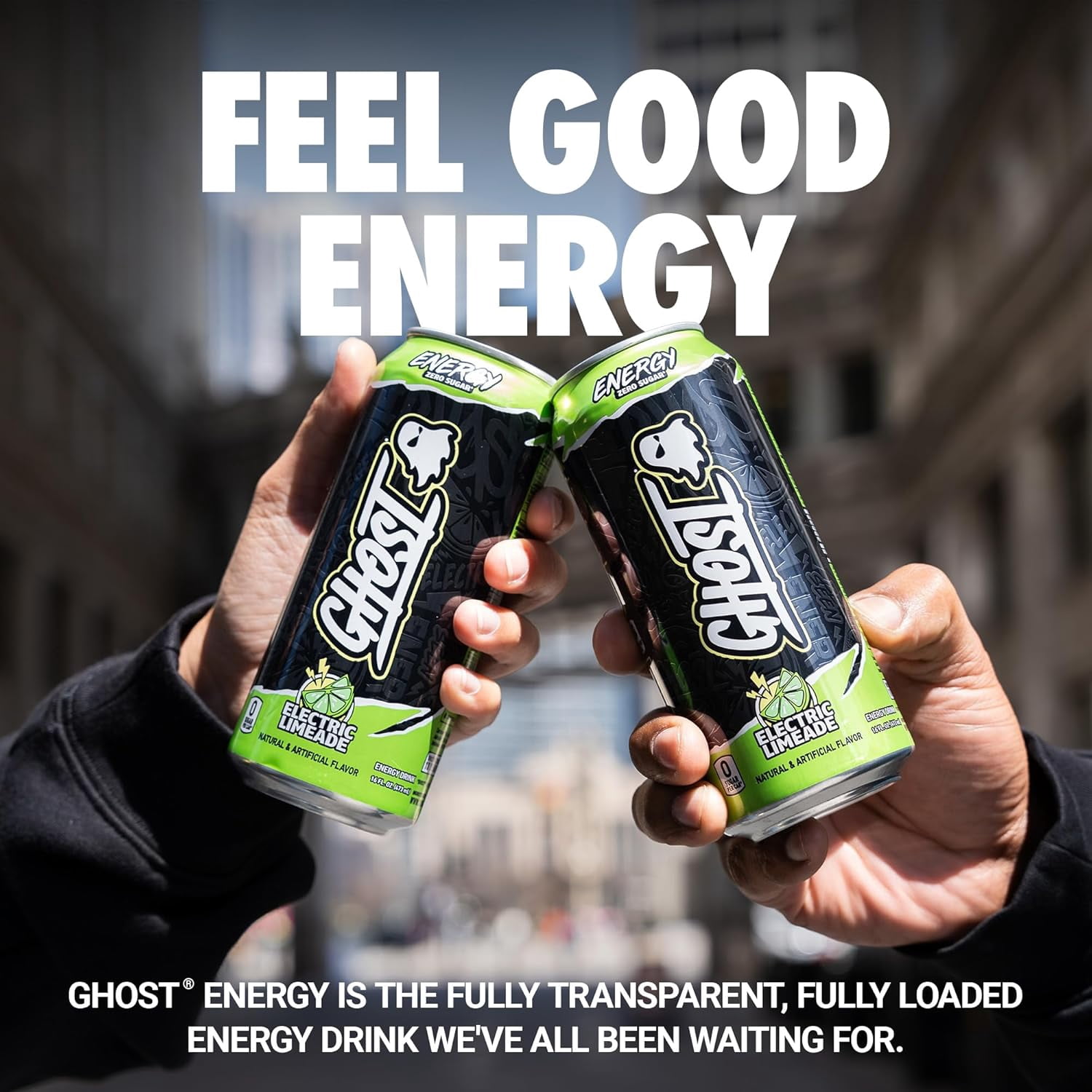 GHOST® ENERGY Zero Sugars Energy Drink, Electric Limeade, 200mg Natural Caffeine, 16 fl oz Can