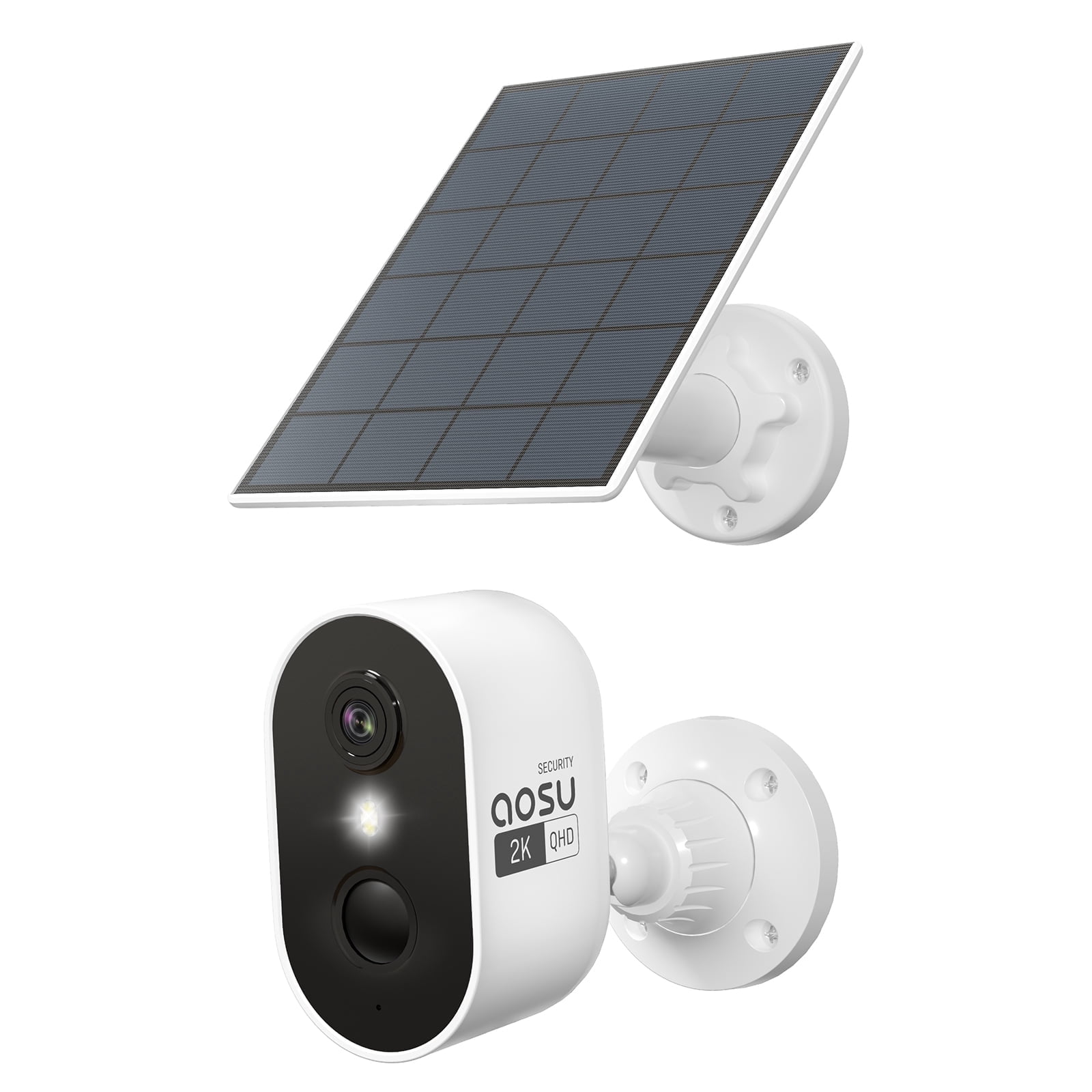 AOSU Solar Security Camera Wireless Outdoor, 2K Surveillance Camera for Home ,Spotlight,Siren, 2-Way Audio, PIR Human Detection, Color Night Vision