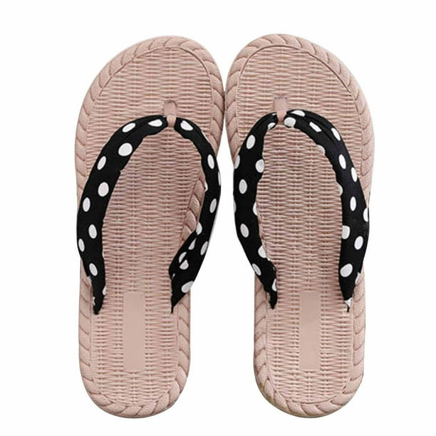 Sandalias de alpargata de paja de imitación para mujer, chanclas