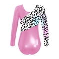thumbnail image 4 of Jowowha Kids Girls Long Sleeve Gymnastics Leotards Set Shiny Metallic Leotards with Shorts Headband Pink 14, 4 of 7