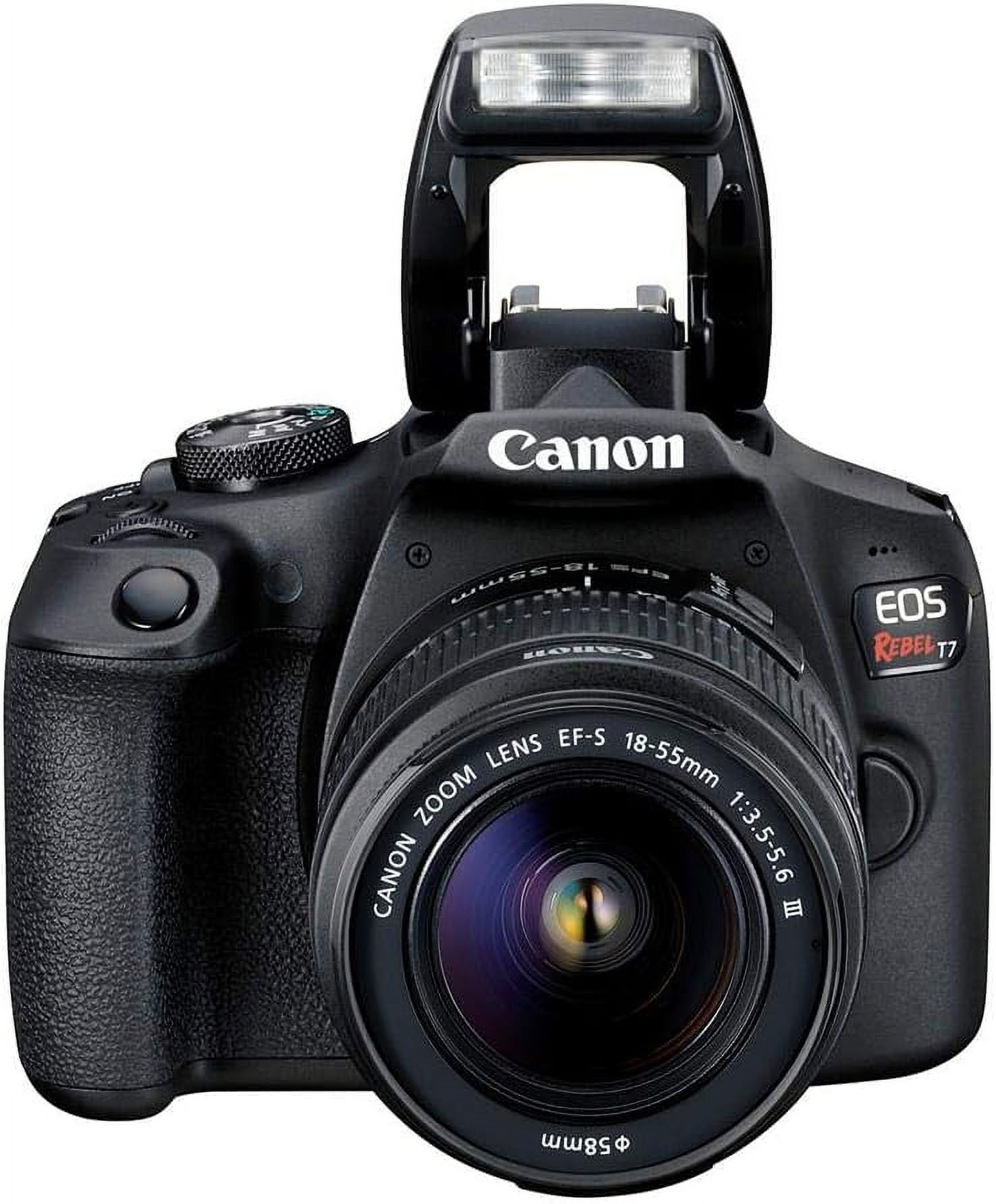 Canon EOS Rebel T7 DSLR Camera with 18-55mm Lens, Wi-Fi and Accessories: Bag, 64GB Card and More (New) - image 2 of 6