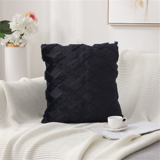 Juego de 2 fundas de almohada de piel sintética supersuaves de estilo lujoso, fundas de almohada decorativas de terciopelo para cojín, sofá cama, sala de estar, cuadrado, 18 x 18 pulgadas Adepaton LRWJ225-4