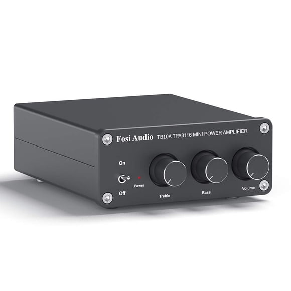 Fosi Audio TB10A 2 Channel Stereo Audio Amplifier Receiver Mini Hi-Fi Class D Integrated Amp 2.0CH for Home Speakers 100W x 2 with Bass and Treble Co