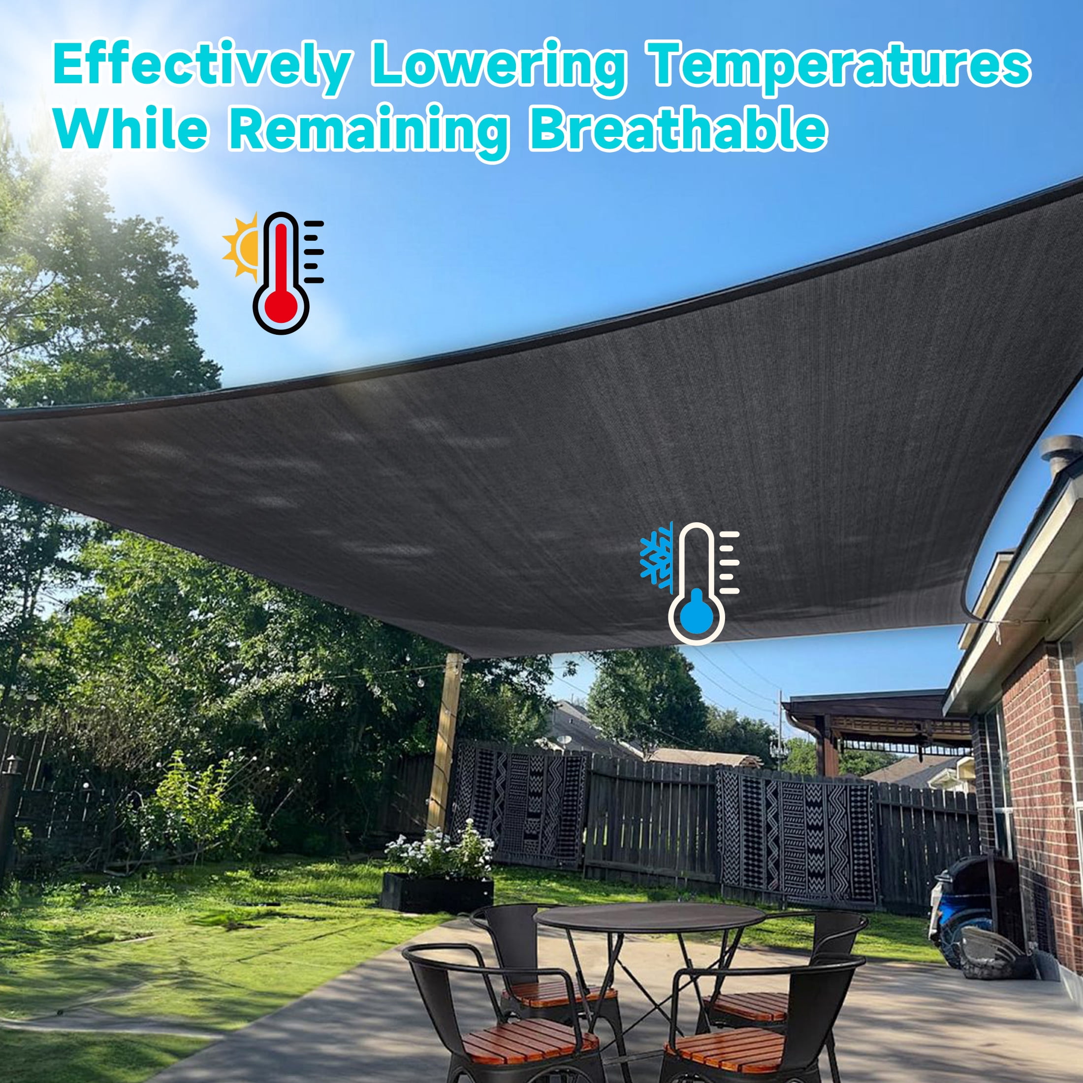LCGOD Sun Shade Canopy 12x12ft Patio Sun Shade Cloth 85% UV Block HDPE Mesh Tarp with Brass Eyelets