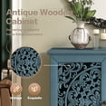 thumbnail image 6 of CQSXDA Vintage Hollow-Carved Accent Cabinet with Symmetrical Floral Design, with Adjustable Shelf and Solid Wood Legs 2-Door Sideboard for Living Room Entryway, Antique Blue, 6 of 10