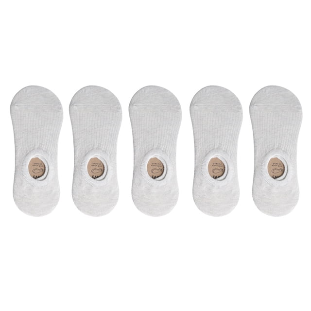 5 pares de calcetines de verano, calcetines invisibles, calcetines de boca baja, calcetines finos de algodón de color sólido, calcetines de silicona anti-eliminación