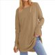 thumbnail image 2 of Blusas de Otoño de Moda para Mujer, Camisas de Larga Extragrandes con Agujeros para los Pulgares, Ropa Informal de Cuello Redondo, Corte Holgado, Ropa de Moda. Camello L, 2 of 7