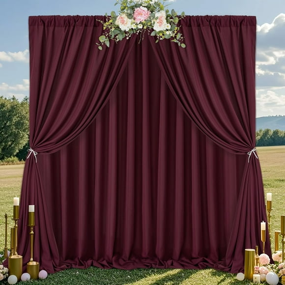 Cortinas de fondo SoarDream Burgundy, 4 paneles, 1,5 x 3 m, poliéster