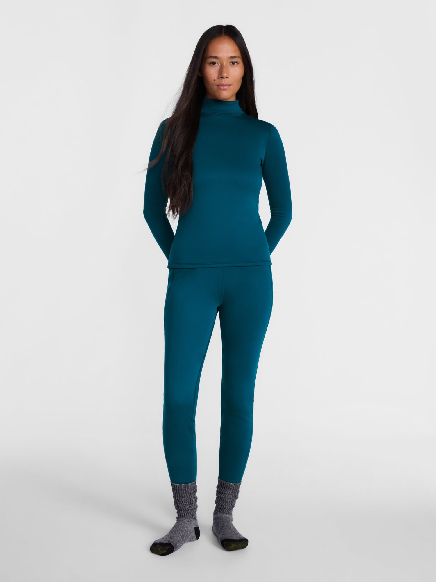 Ozark Trail Women's Warmest Thermal Long Sleeve Fleece Mockneck Top, Sizes XS-XXL