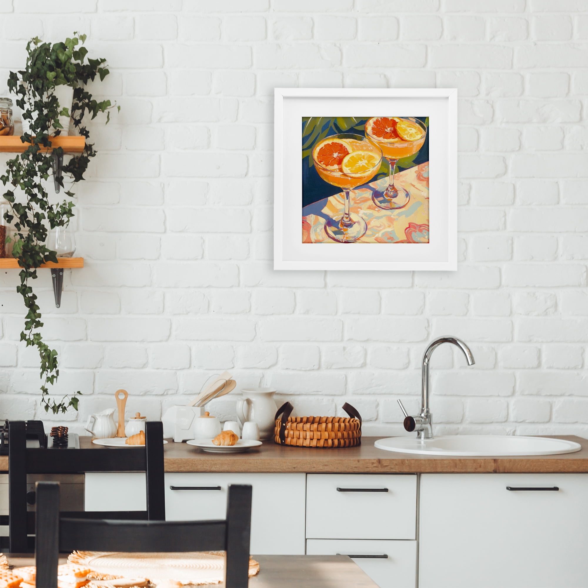 Stupell Industries Fruity Summer Cocktails White Framed Print Under Glass, design by Petal Prints Design