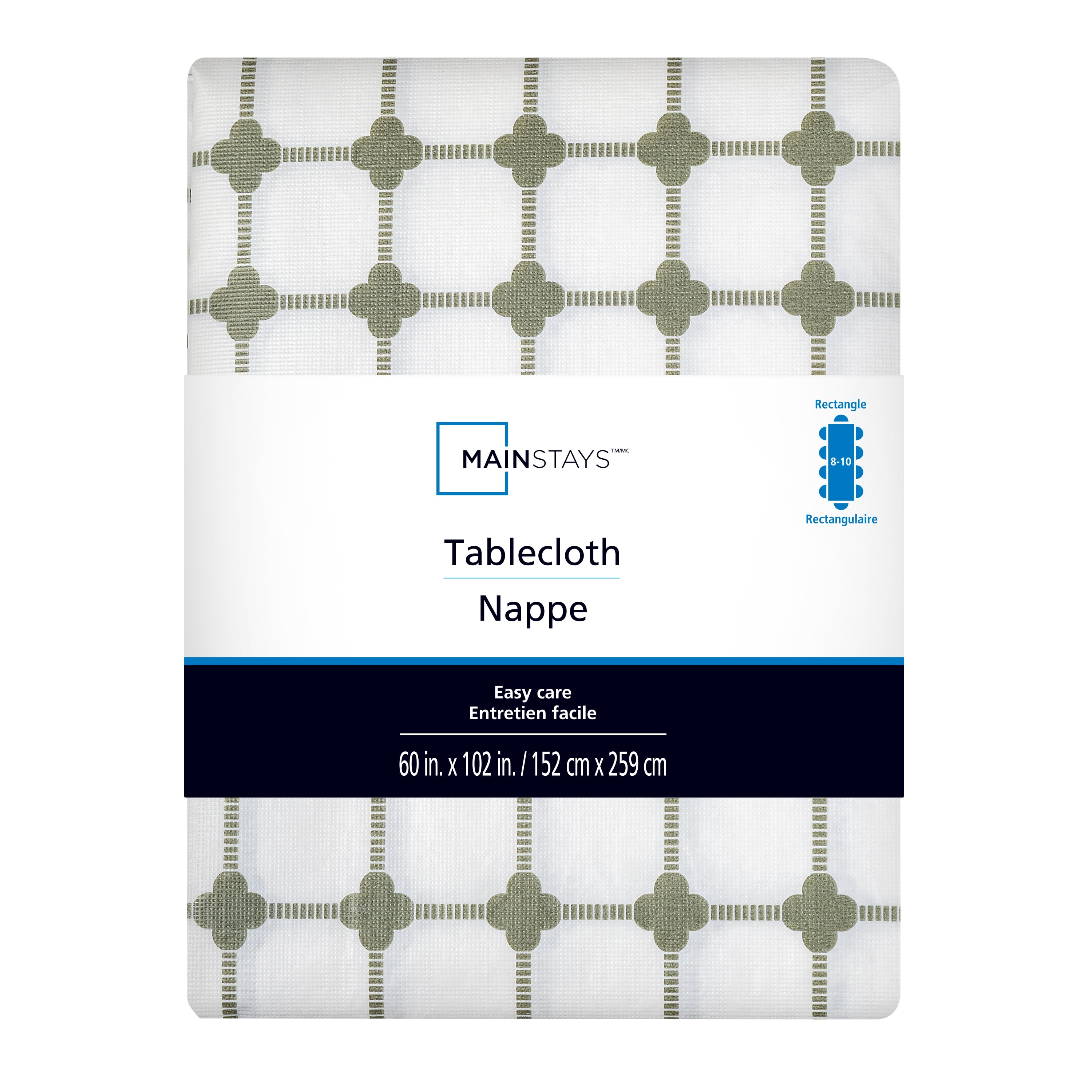 Mainstays PEVA tablecloth, 100% polyester, non-woven flannel backing