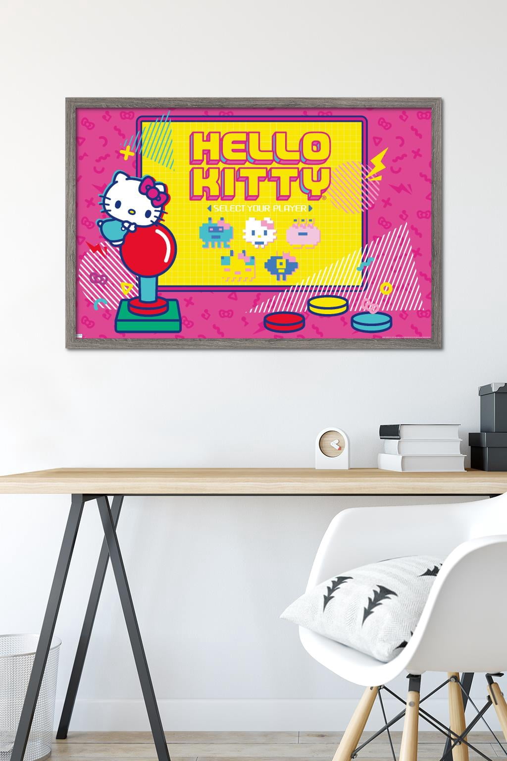 Hello Kitty - Kawaii Arcade Wall Poster, 22.375" x 34" Framed
