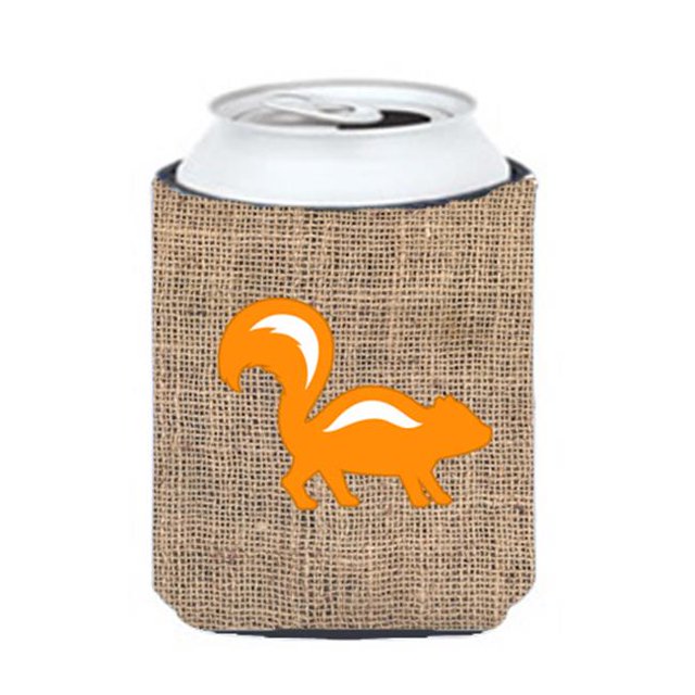 Skunk Burlap And Orange Can Or Bottle Hugger