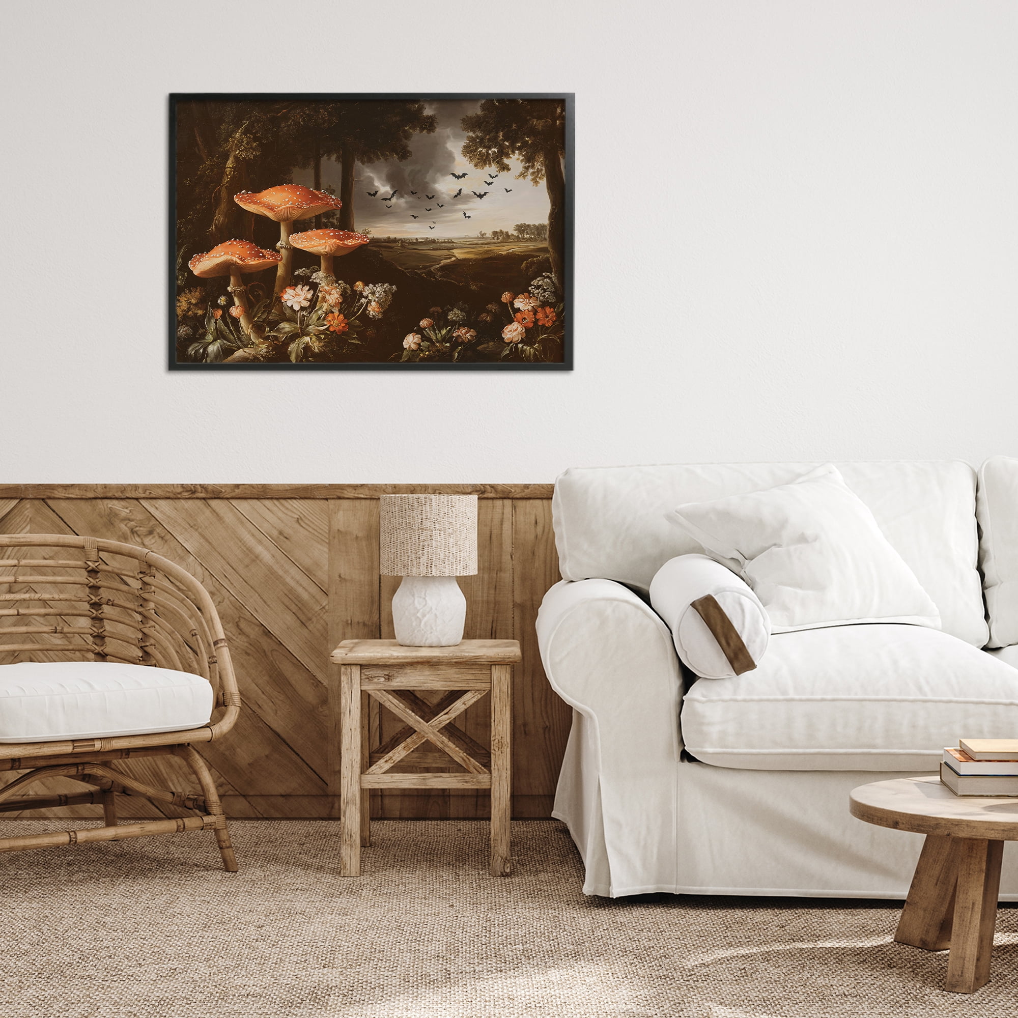 Stupell Industries Bats in Autumn Forest Black Framed Giclee Art, design by Jacky Ngan