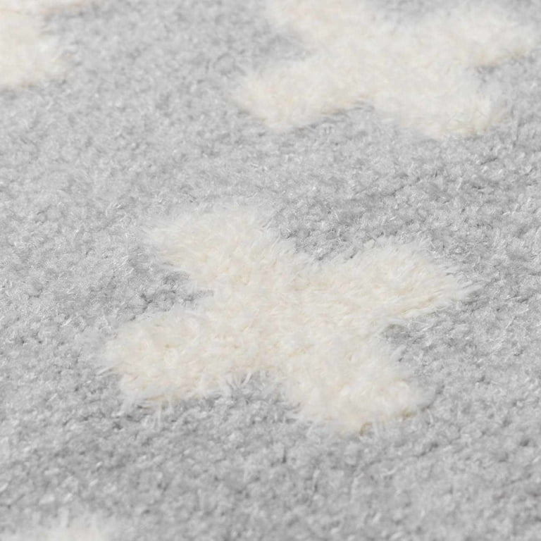 BoutiqueRugs Satu Blue Swiss Cross Area Rug - Light Gray