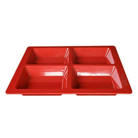 Case 4 Deep 4 Compartments (Thunder Group PS5104RD 60 Oz 13 1/2 x 1 3/8 Inch Deep Western Passion Red Melamine Square 4 Compartment Tray,)