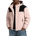 thumbnail image 2 of Lumtrix Men'S Color Block Hooded Rain Jacket Windproof Waterproof Zip Up Coat Lightweight Outdoor Hiking Windbreaker Coat Pink S, 2 of 6
