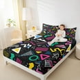 thumbnail image 4 of Feelyou Kid Cartoon Memphis Full Size Sheets, Cycle Square Abstract Bed Sheets, 4pcs, 4 of 7
