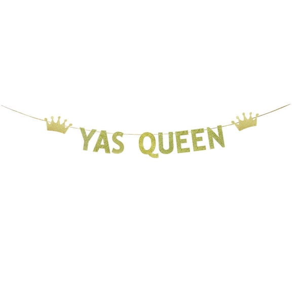 Yas Queen Banner,Yas Queen Bunting Sign,Crown Lady Club Decor,Women Empowerment Birthday Bachelorette Bridal Shower Party Decorations.