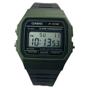 Casio Mens Casual Digital Black Resin Sport Watch, Green Case F91WM-3A