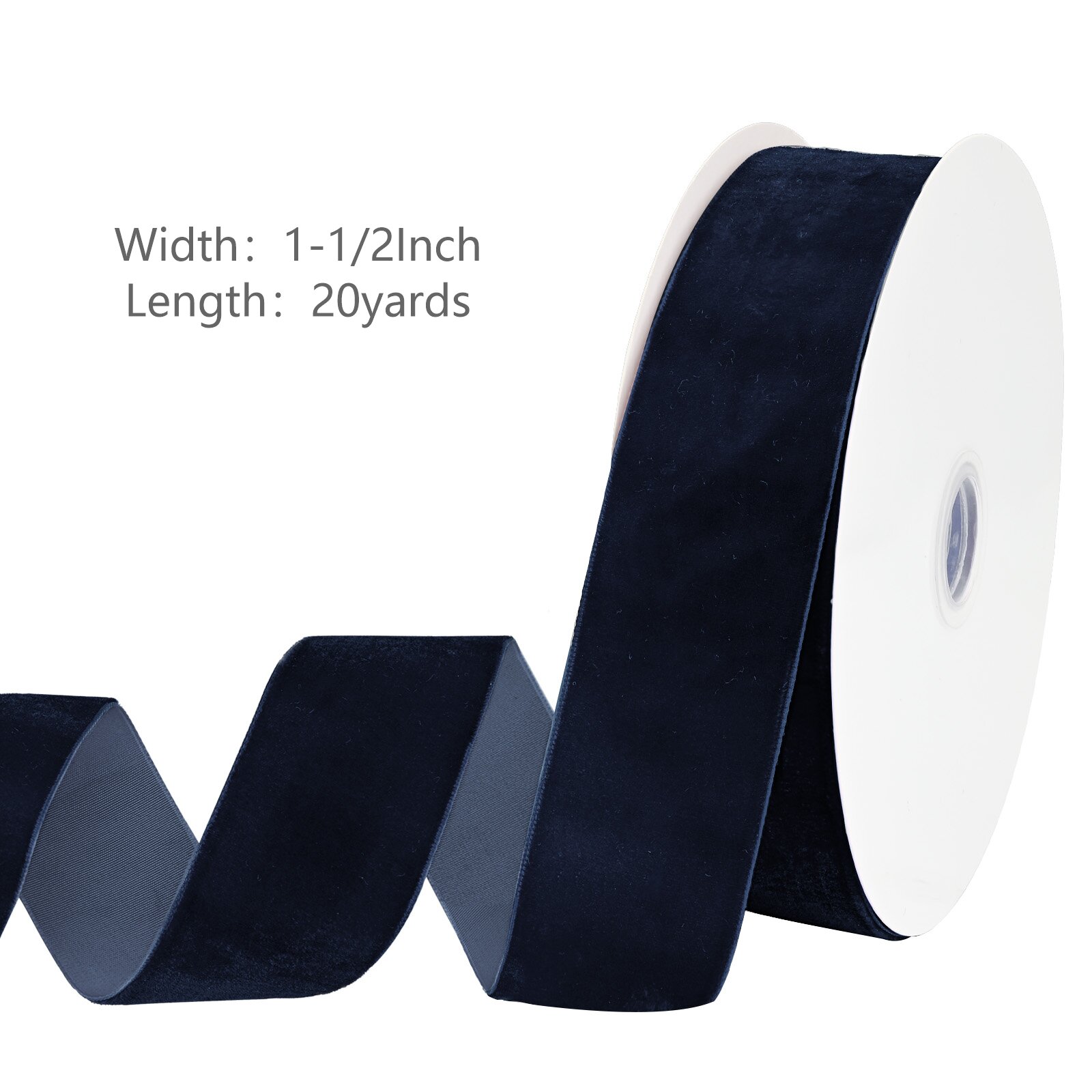 1.5 Inch Velvet Ribbon, 20 Yards Single Face Thin Ribbon navyblue
