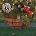thumbnail image 2 of 18" Artificial Christmas Wreath Hanging Basket Flocked Decor With Mixed Decorations And White Led Lights Hanging Ornament,A, 2 of 5