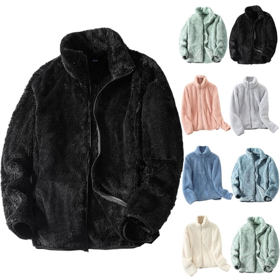 Admvng Womens Fuzzy Fleece Jacket Plus Size Lightweight Fall Winter Daily Lounge Outdoor WearWarm Sherpa Teddy Coat