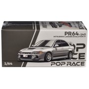 Mitsubishi Lancer Evolution IV RHD (Right Hand Drive) Steel Silver Metallic 1/64 Die Cast Model Car by Pop Race