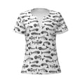 thumbnail image 3 of Naloa Fish Bones Print T-Shirts Short Sleeve V Neck Tees for Women Fashion Tops Trendy Lightweight Soft Casual Summer Outfits Clothes, 3 of 5