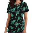 thumbnail image 1 of Tops Cortos para las Mujeres, Halloween Impreso en Cuello en V con Bolsillo, Moda Casual Manga Corta, 1 of 5