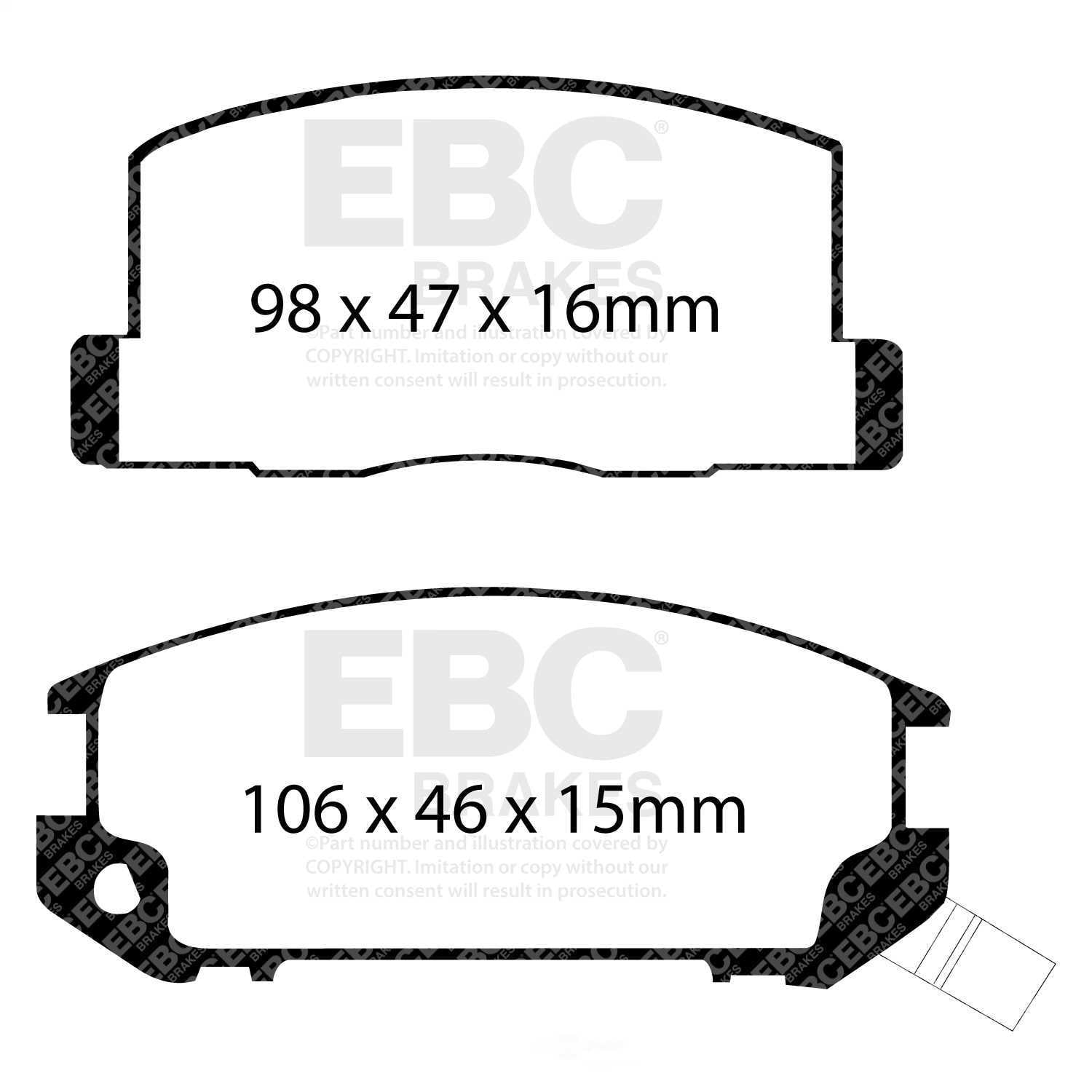 EBC Brakes Yellowstuff 4000 Series Street and Track Brake Pad Set Fits select: 1985-1989 TOYOTA MR2