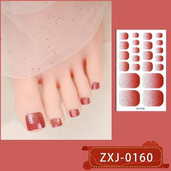 YTTAL Glitter Gradient Toe Nail Strips, Buy 2 Get 1 Free Self-Adhesive Full Cover Toenail Stickers, Salon-Quality Pedicure Wraps with Nail File, Long-Lasting Foot Nail Decals