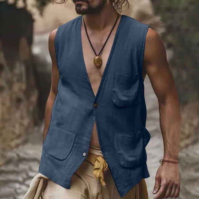 Ftwytp Chemise Tunique à Col en V pour Homme à Revers Décontractée Fête Plage Travail Polyester