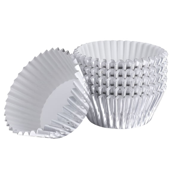 ACDANC 100pcs Aluminum Thickened Foil Cups Cupcake Liners Mini Cake Muffin Molds Baking Molds (Silver)